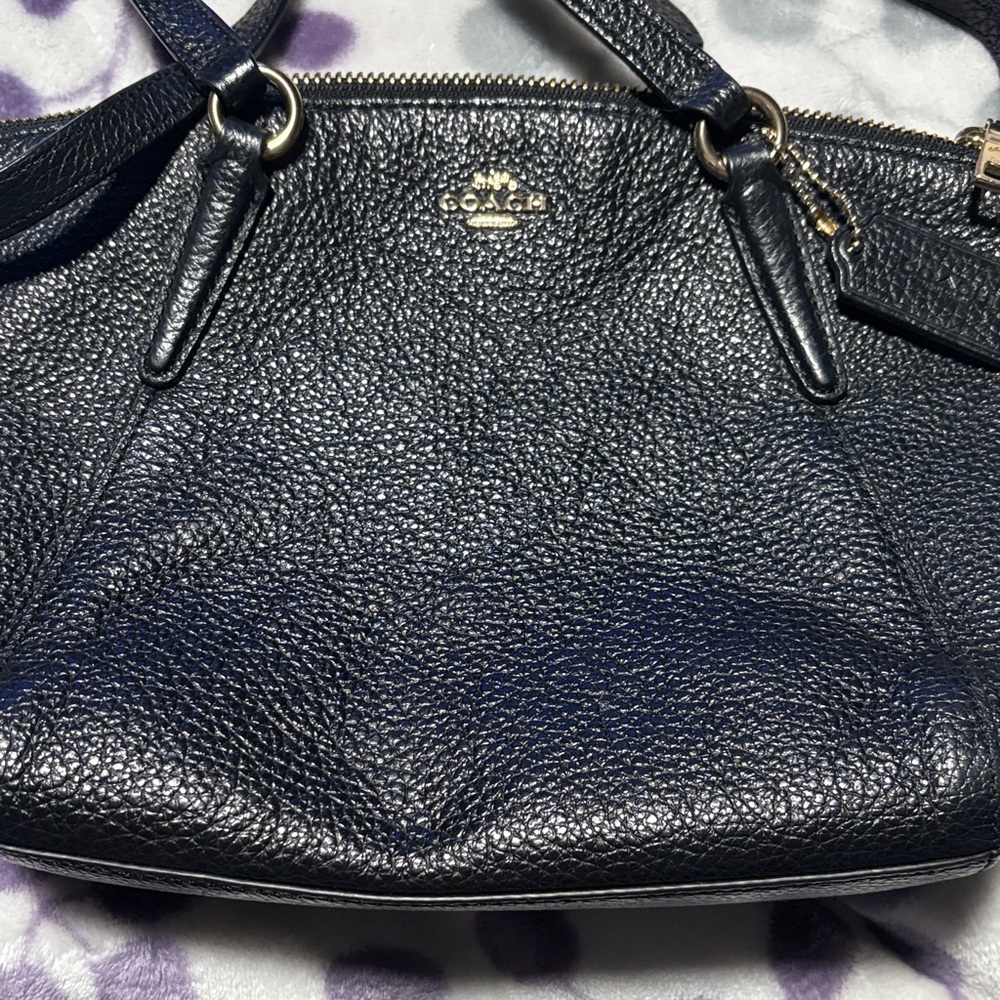 Coach Black Pebble grain Leather Shoulder Bag